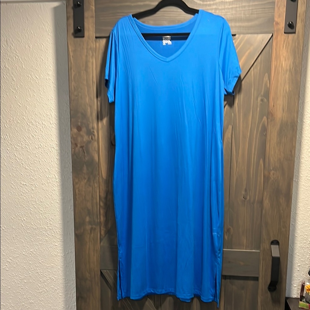 Gildan Bright Blue V-Neck Dress